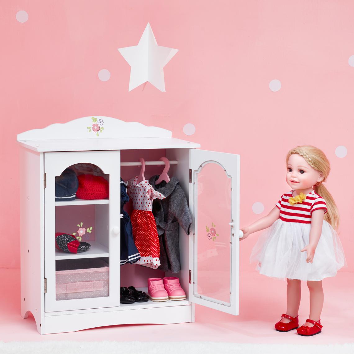 Olivia'S Little World - Armoire poupée poupon Little Princess penderie dressing meuble bois jeu TD-0210A - Maisons de poupées