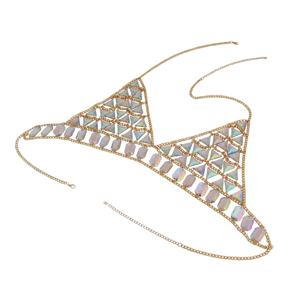 marque generique - Nouveau harnais pour femmes Top Soutien-gorge Bikini Chainmail Lingerie Poitrine Body Chain Golden - Perles