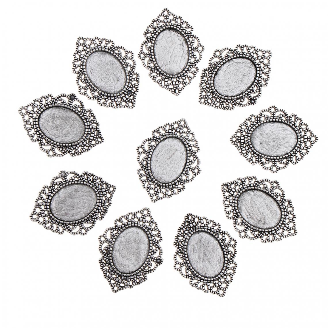 marque generique - 10pcs Pendentif de Collier Accessoire pour Fabrication des Bijoux Bricolage Artisanat - Motif de Plateau Ovale Argent - Perles
