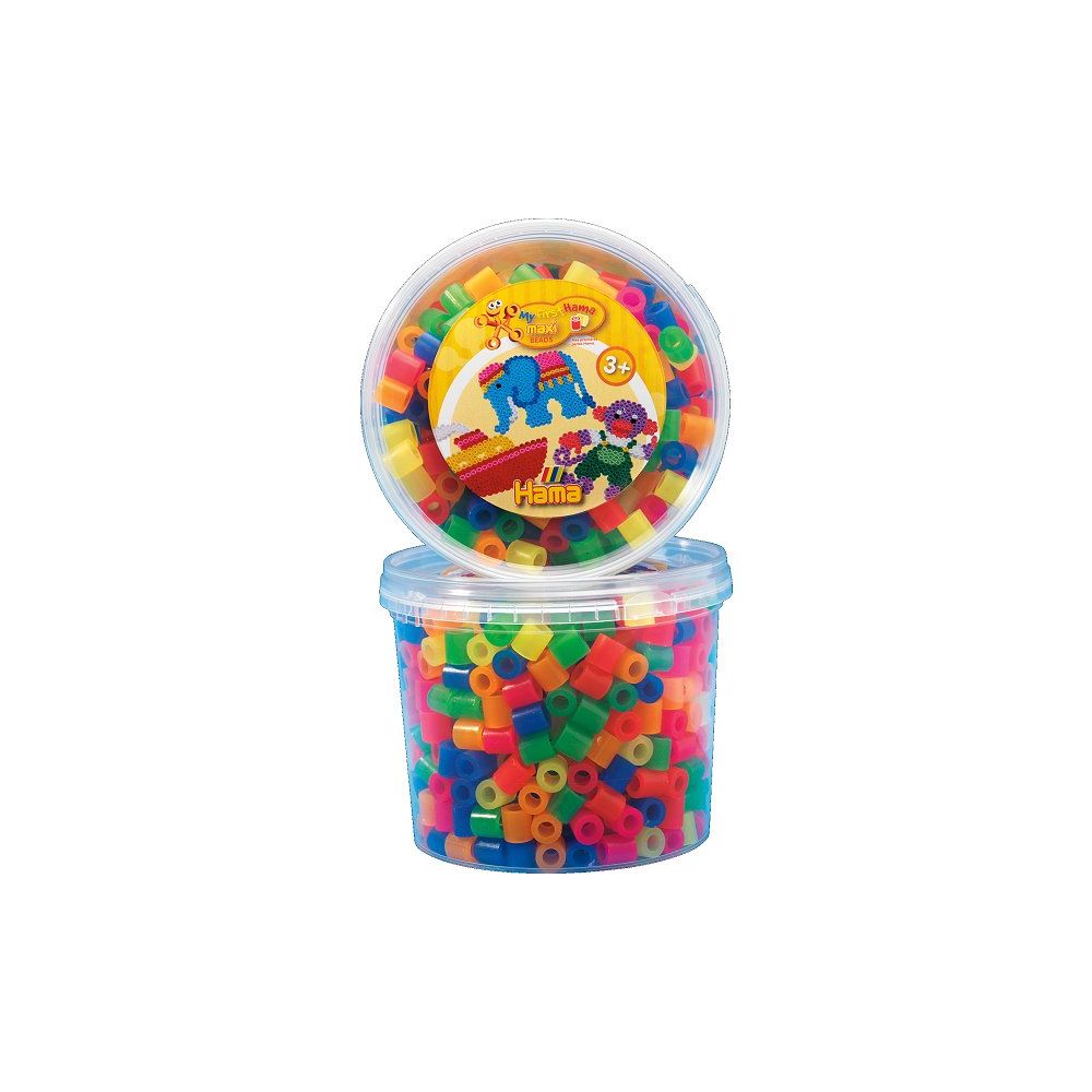 Hama - Pot de 600 perles Hama Maxi : Perles Mix 6 couleurs - Perles