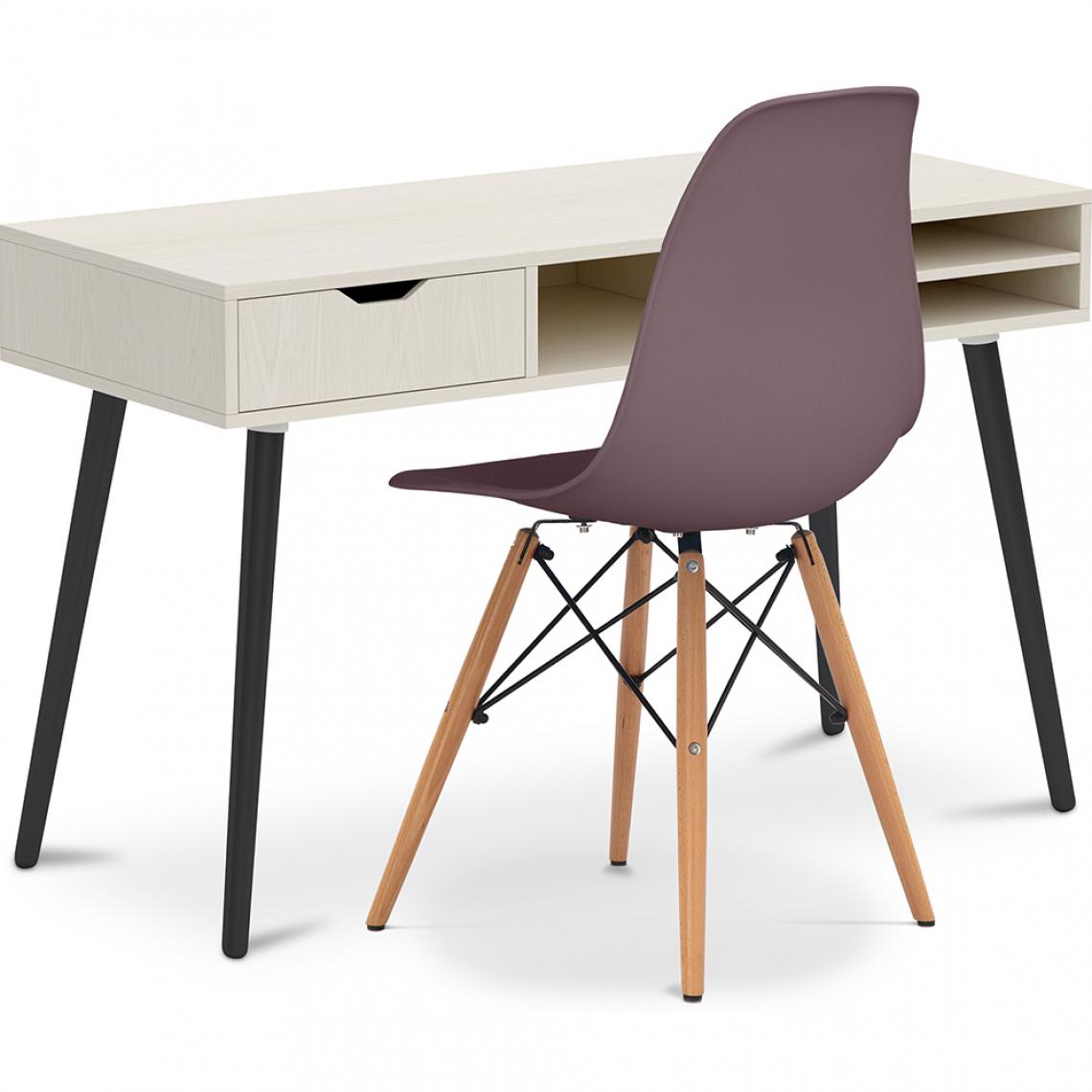 Iconik Interior - Bureau en bois Design style scandinave Beckett + Premium Chaise Deswick - Bureaux