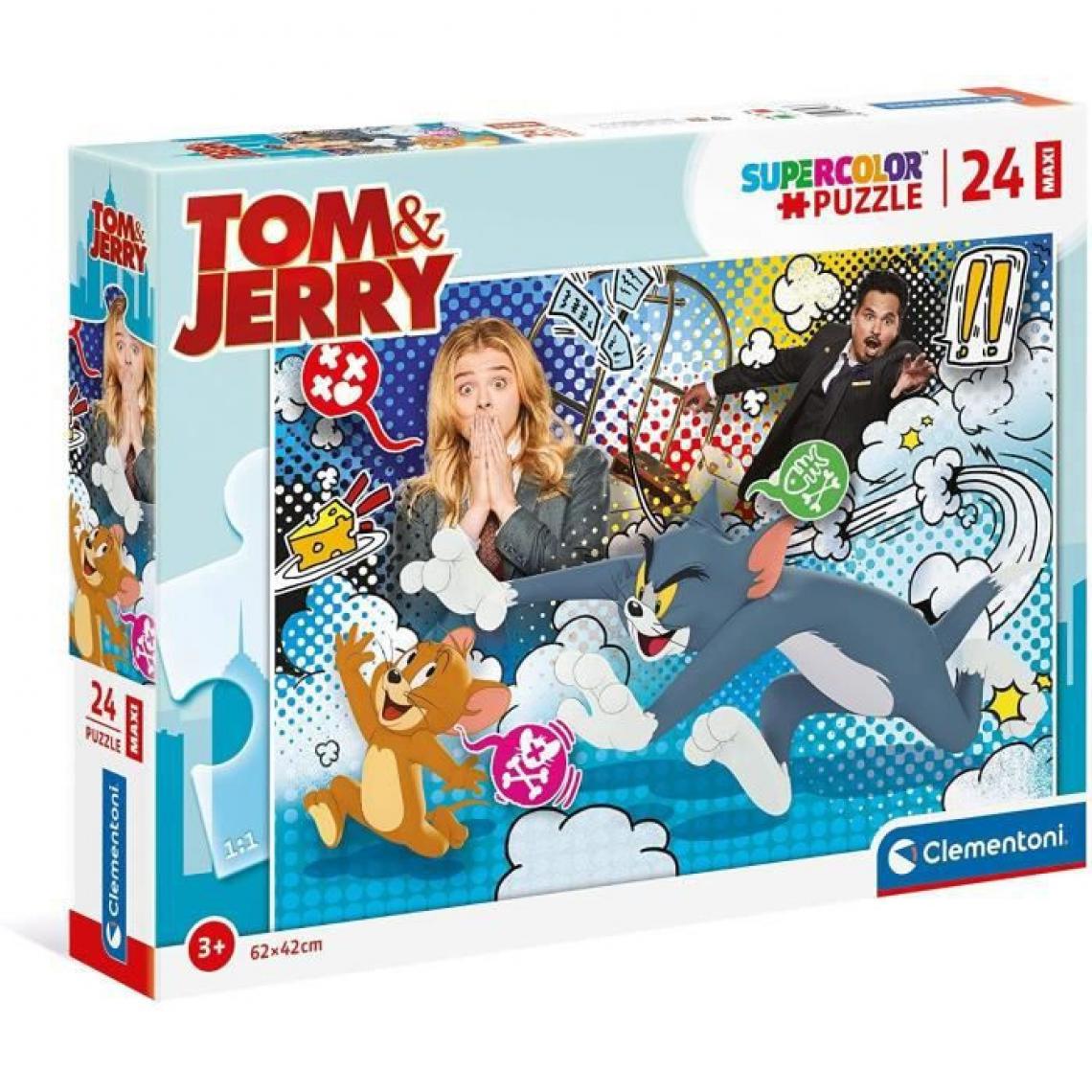 Clementoni - Clementoni - 24212 - SuperColor 24 pieces Maxi - Tom + Jerry - Animaux