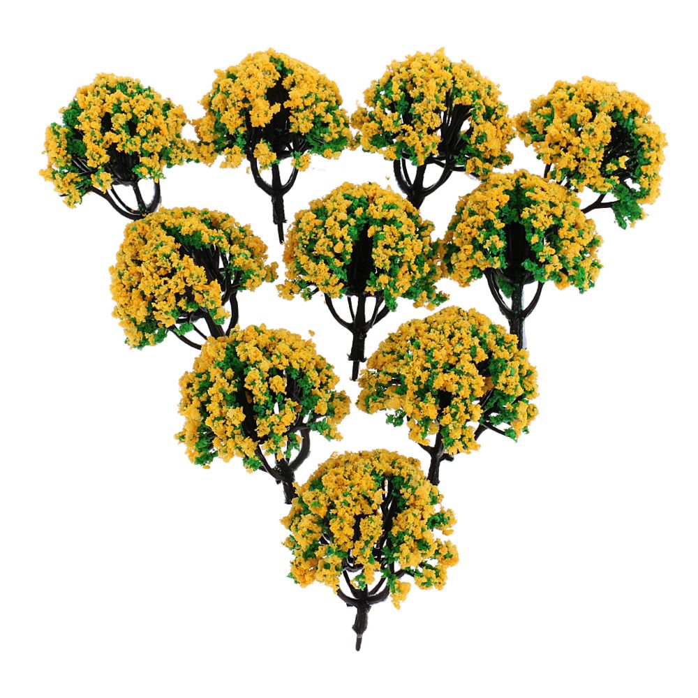 marque generique - 10 pièces chemin de fer paysage paysage modèle arbres avec des fleurs orange jaune - Accessoires et pièces