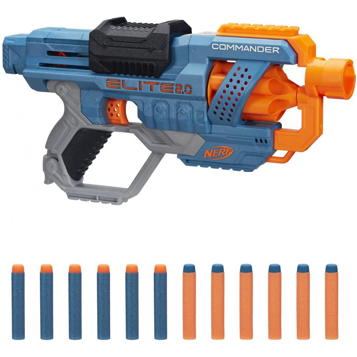 Nerf - pistolet Commander RD-6 et Flechettes Elite Officielles bleu orange - Jeux d'adresse