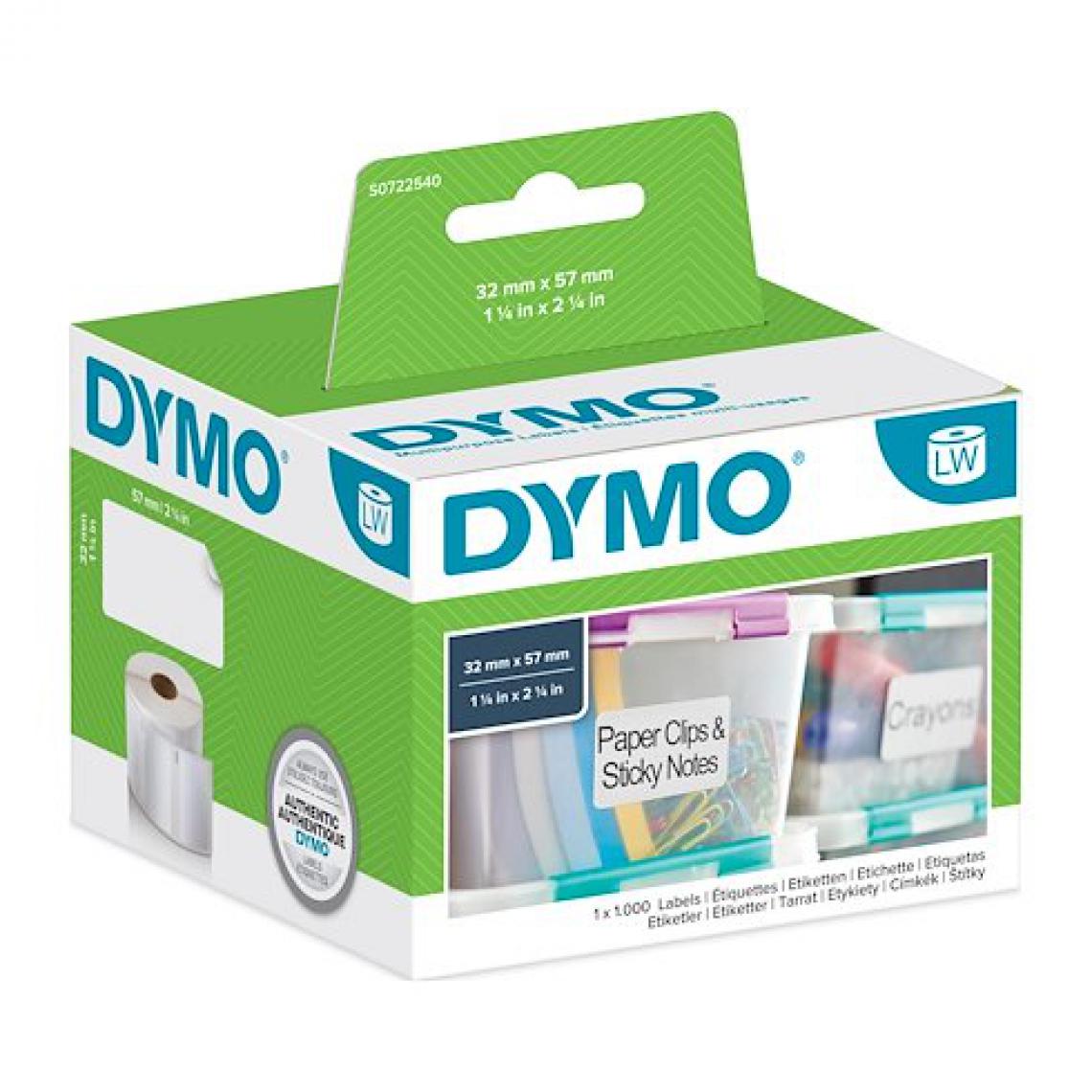 Dymo - Pack 12 rouleaux d'étiquettes 57 x 32 mm Dymo - Rouleaux de 1000 étiquettes - Accessoires Bureau