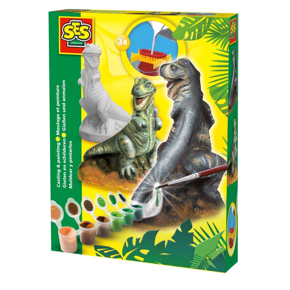 SES Creative - Moulage en plâtre et peinture : Dinosaure T-Rex - Modelage