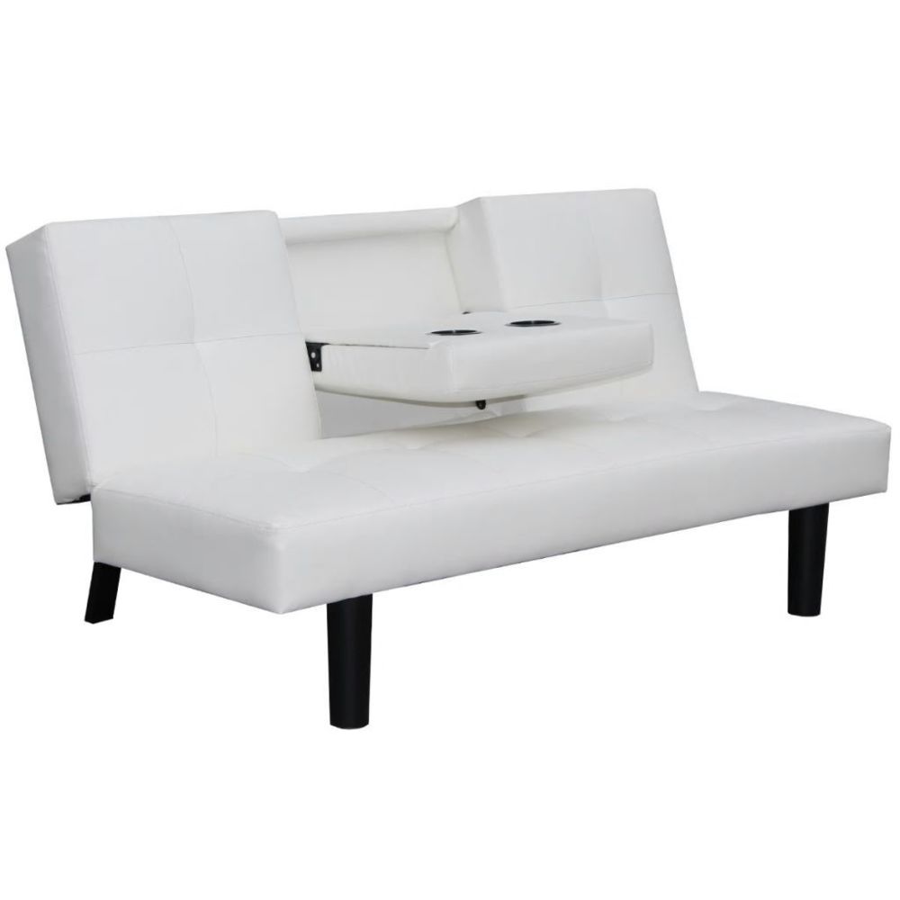 Uco - UCO Canapé-lit avec table déroulante en cuir artificiel Blanc - Canapés
