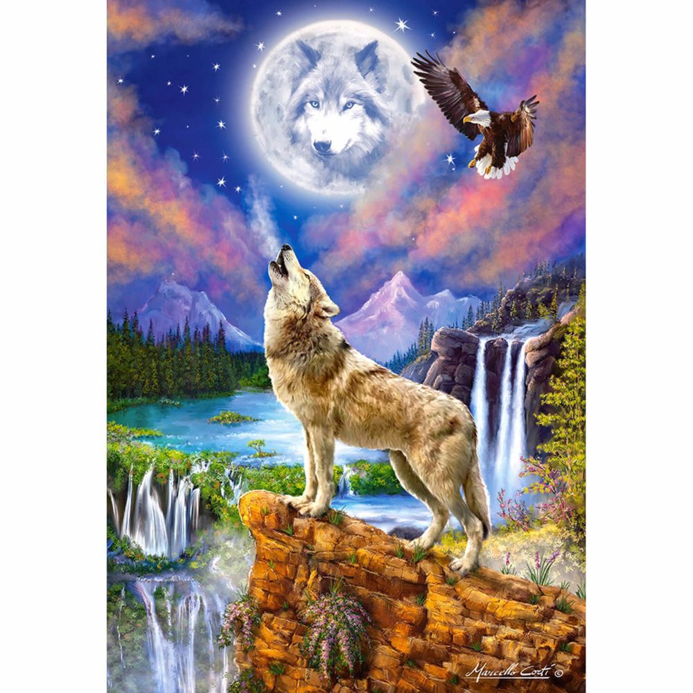 Castorland - Puzzle 1500 pièces : Loup dans la nuit - Animaux