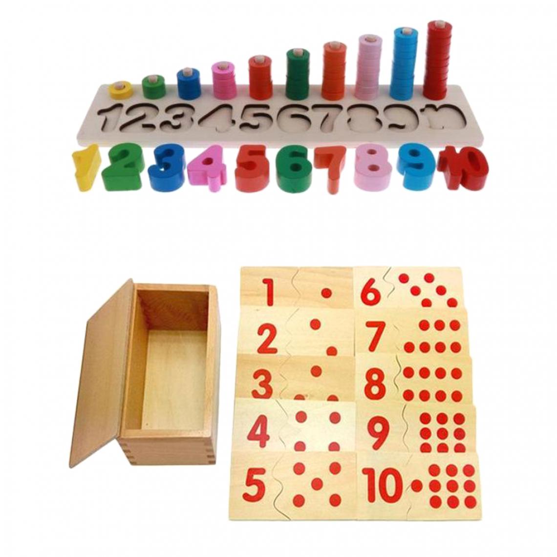 marque generique - 2 Set Jouet Montessori en Bois Numéros Correspondants Enseignement des Mathématiques Pour Enfant - Jeux d'éveil