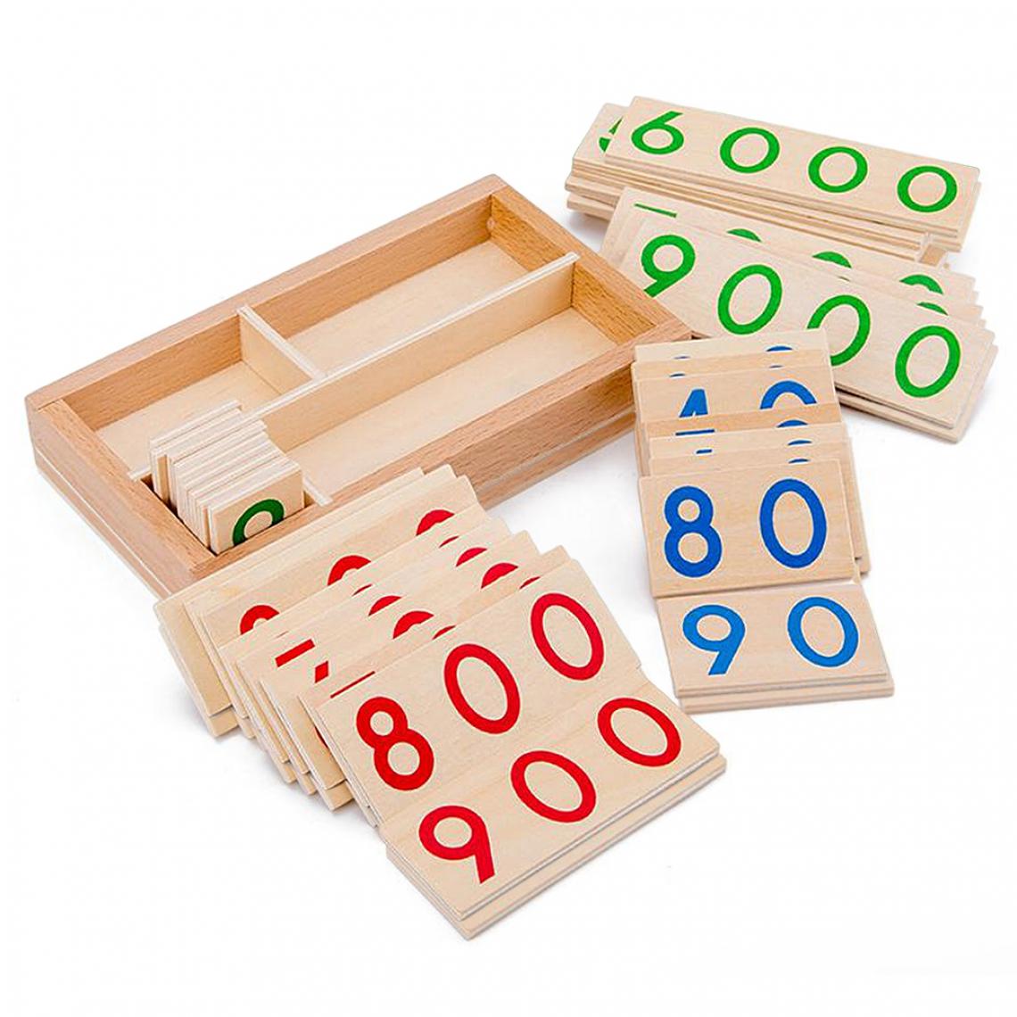 marque generique - Math Comptage Montessori Mathématiques 1-9000 En Bois Coloré Calcul Mathématiques Préscolaire Éducatifs Nombre Cartes pour Enfants ge 3-6 - Jeux éducatifs