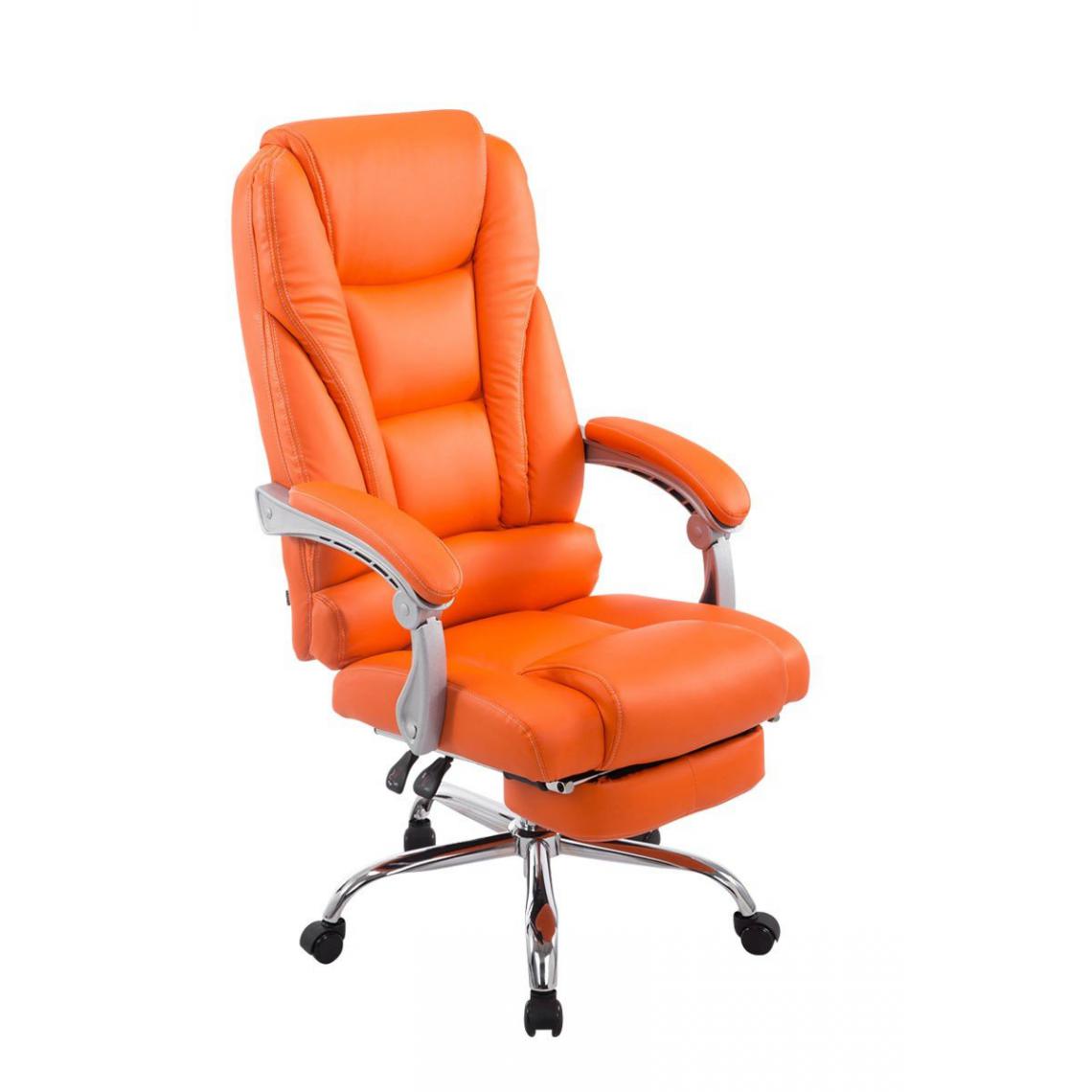 Decoshop26 - Fauteuil de bureau ergonomique avec repose-pieds extensible similicuir orange BUR10165 - Bureaux
