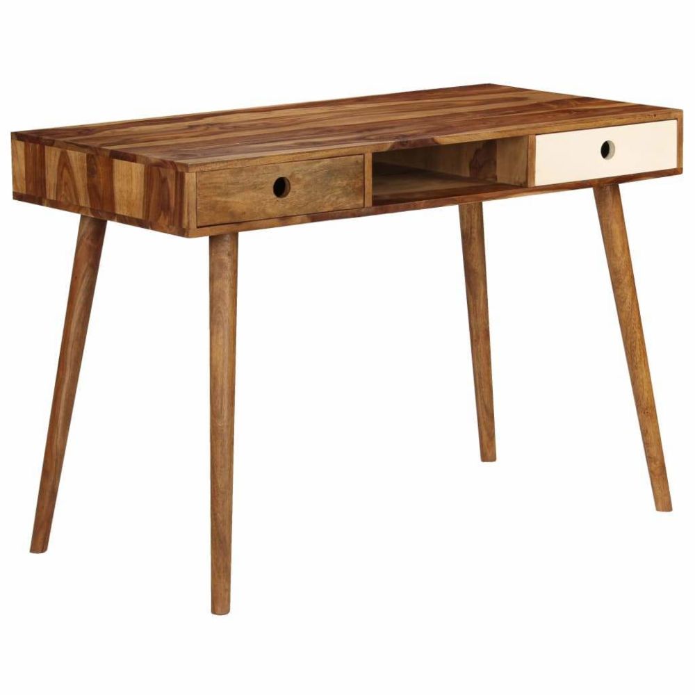 Helloshop26 - Bureau table meuble travail informatique 110 cm bois solide de sesham 0502103 - Bureaux