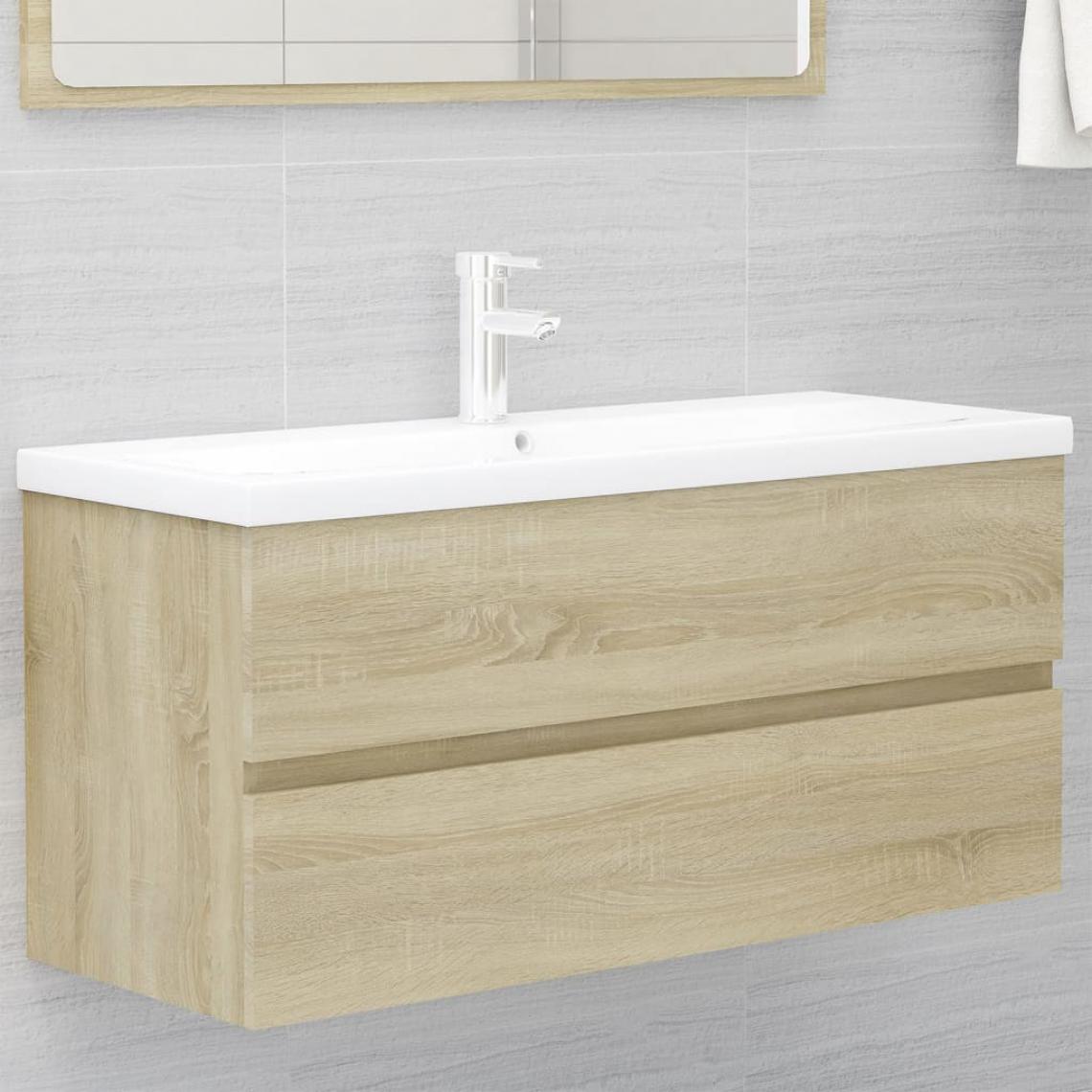 Vidaxl - vidaXL Armoire d'évier avec lavabo intégré Chêne sonoma Aggloméré - meuble bas salle de bain