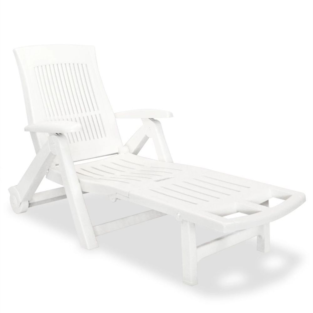 Vidaxl - Chaise longue avec repose-pied Plastique Blanc | Blanc - Chaises de jardin