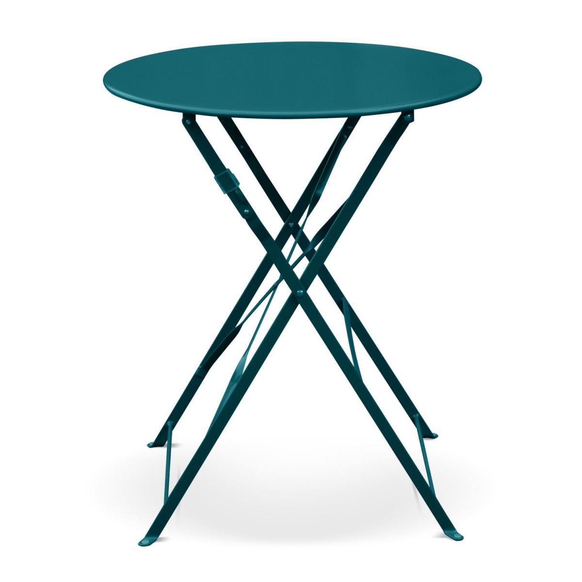 Alice'S Garden - Table de jardin bistrot pliable - Emilia ronde bleu canard- Table ronde Ø60cm en acier thermolaqué - Ensembles canapés et fauteuils
