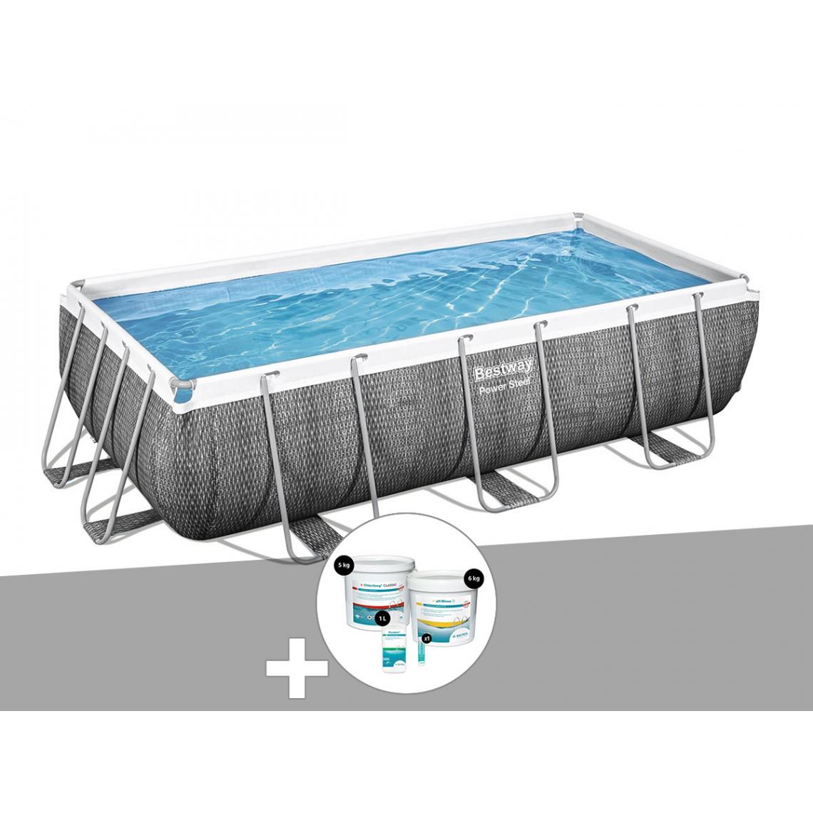 Bestway - Kit piscine tubulaire rectangulaire Bestway Power Steel 4,04 x 2,01 x 1,00 m + Kit de traitement au chlore - Piscine Tubulaire