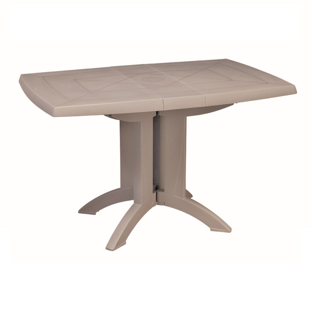 Grosfillex - Table de Jardin Vega Pliante 118 x 77 cm Lin Gris - Tables de jardin