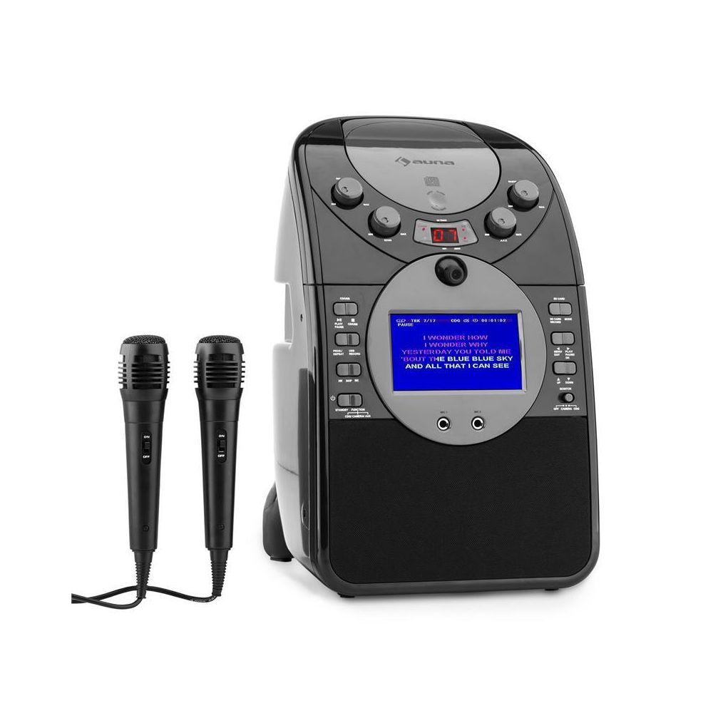 Auna - auna ScreenStar Chaîne karaoké caméra CD USB MP3 + 2 microphones -noir auna - Sonorisation portable