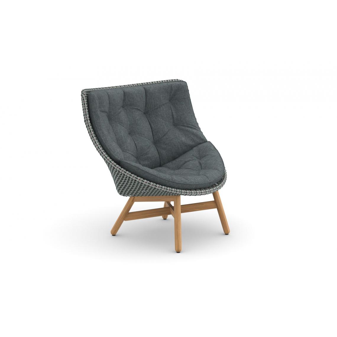 Dedon - Bergère Mbrace Wing Chair - Twist turquoise foncé - Teck - Baltic - Fauteuil de jardin