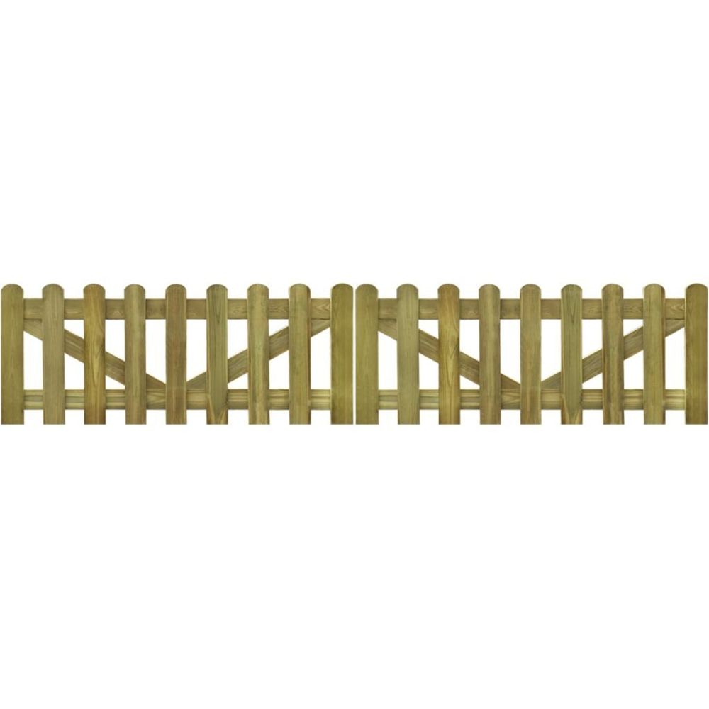 Vidaxl - Portail de clôture à piquet 2 pcs 300 x 60 cm Bois imprégné | Brun - Portillon