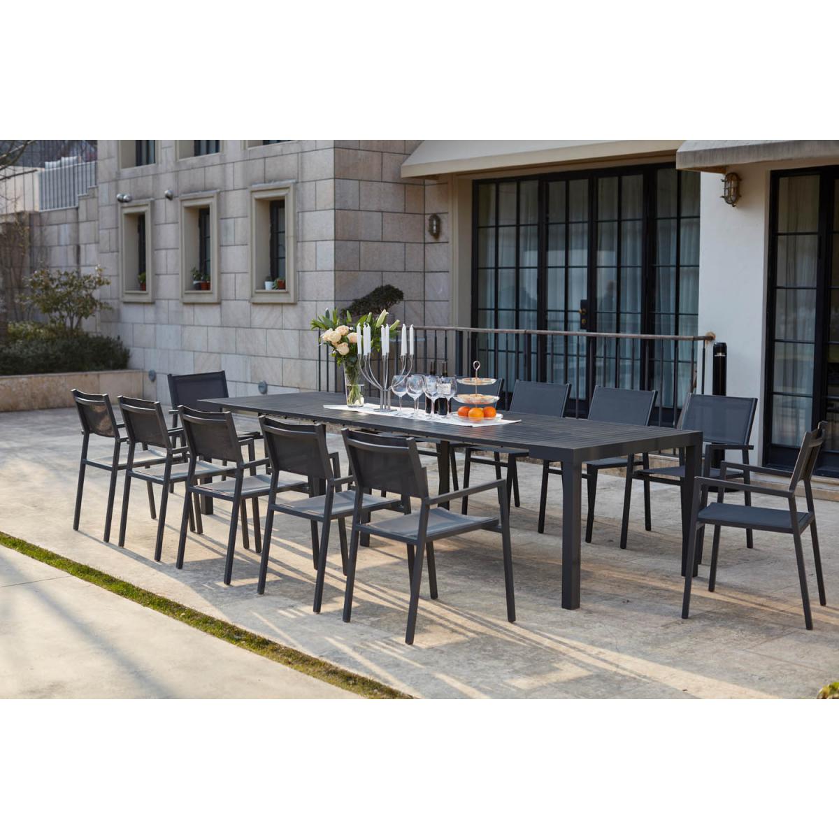 Concept Usine - Olhao - Console extensible aluminium + 12 chaises - Ensembles tables et chaises