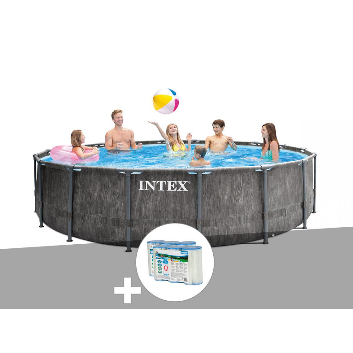 Intex - Kit piscine tubulaire Intex Baltik ronde 5,49 x 1,22 m + 6 cartouches de filtration - Piscine Tubulaire