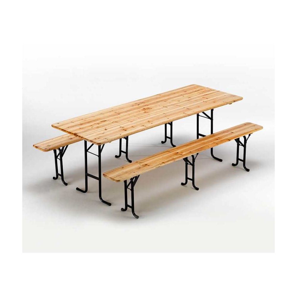 Wood Decor - Table de brasserie bancs en bois 3 jambe - Ensembles canapés et fauteuils