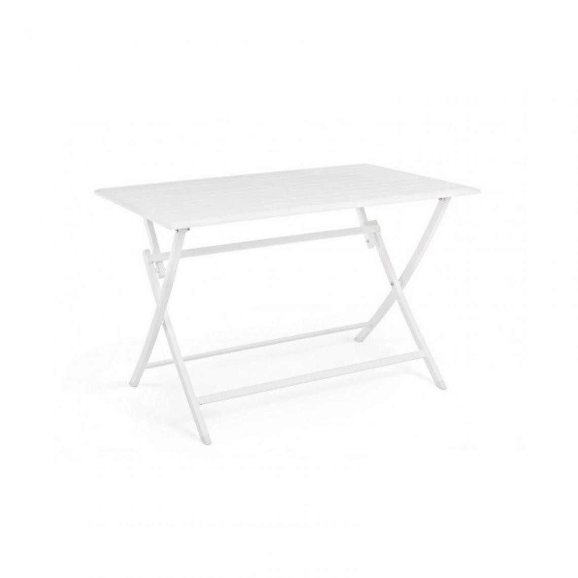 Bizzotto - Table extérieure Table pliante rectangle Elin 110 x 70 blanche - Tables de jardin