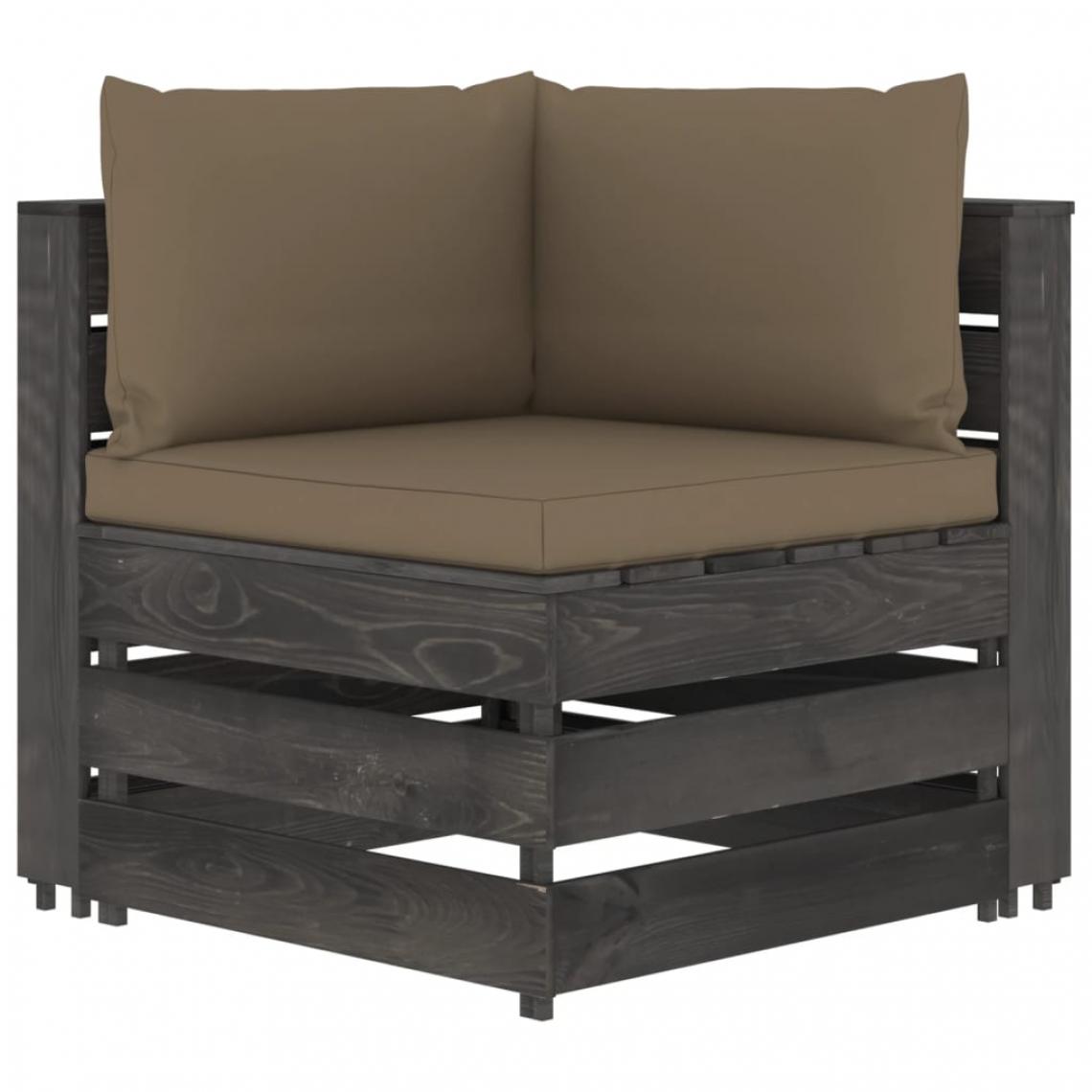Vidaxl - vidaXL Canapé d'angle sectionnel avec coussins Bois imprégné de gris - Ensembles canapés et fauteuils