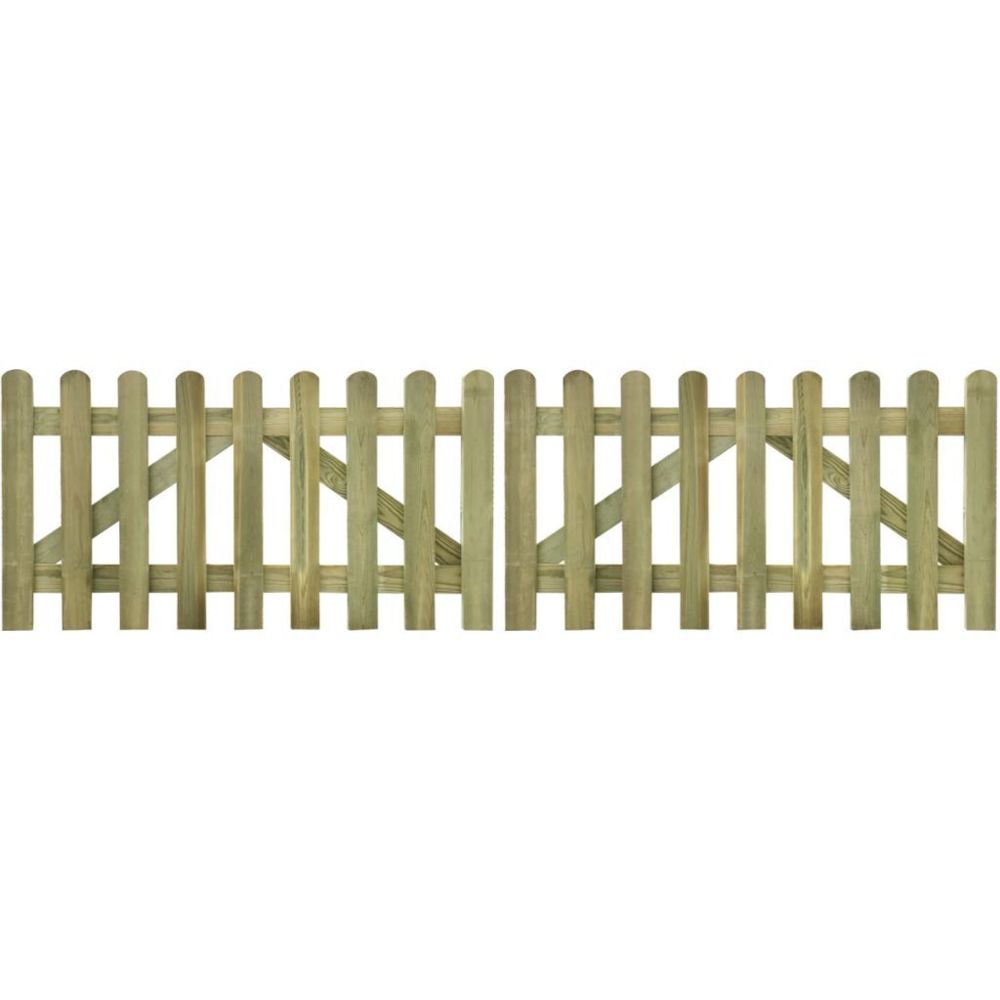 Vidaxl - portail piquet en bois imprégné 2 pcs 300 x 80 cm | Brun - Portillon