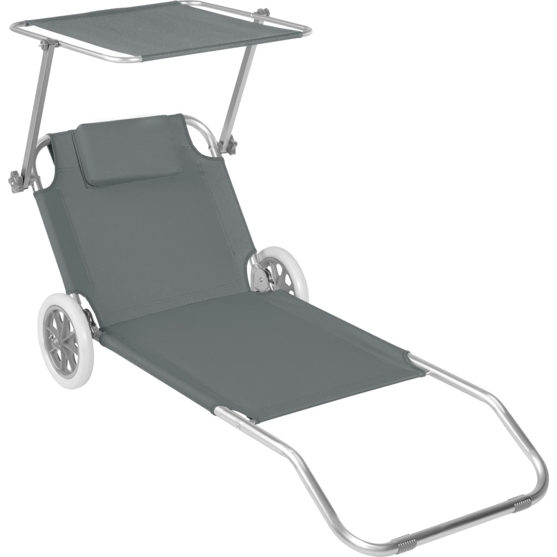 Tectake - Transat avec roulettes - gris - Transats, chaises longues
