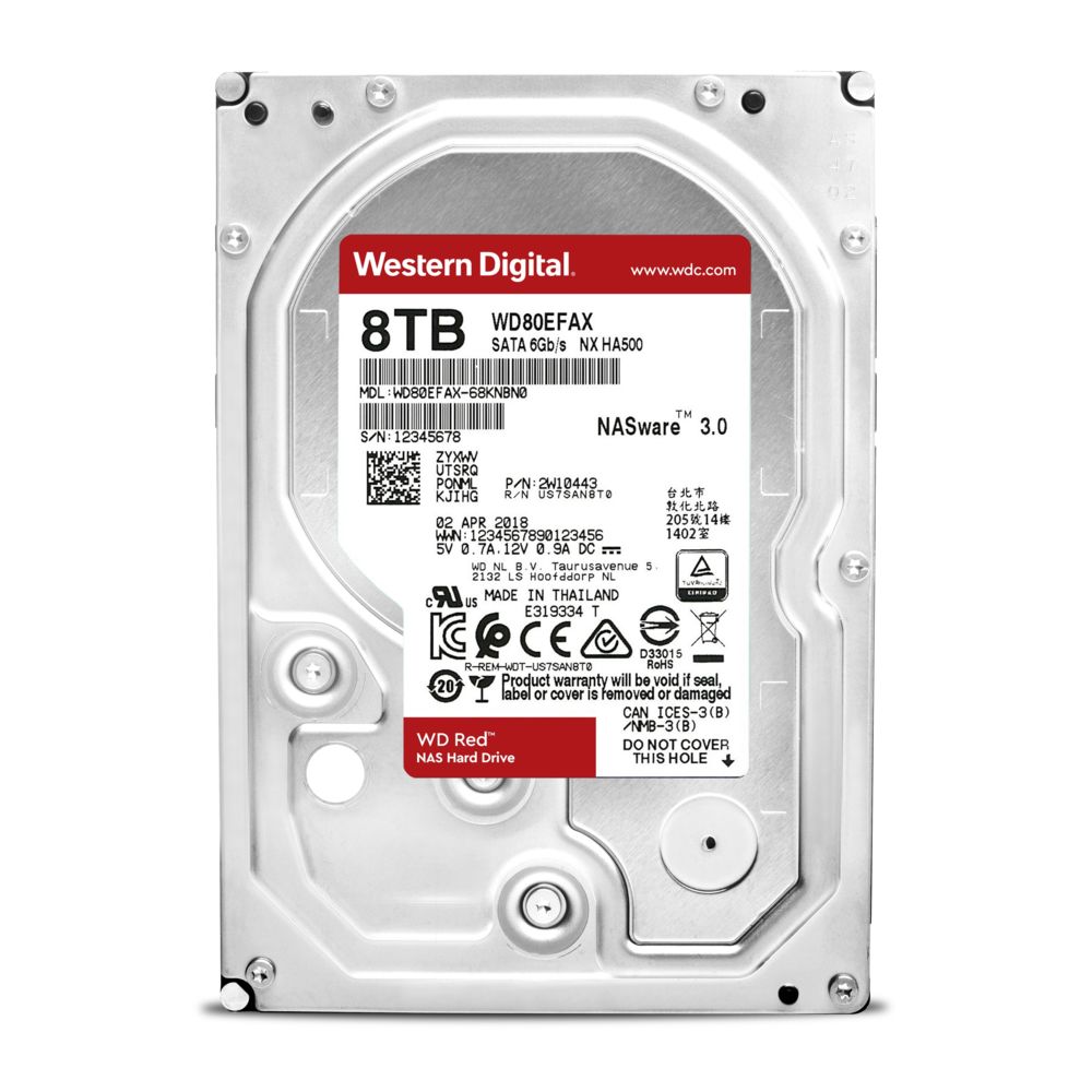 Western Digital - WD RED 8 To - 3.5'' SATA III 6 Go/s - Cache 128 Mo - Rouge - Disque Dur interne