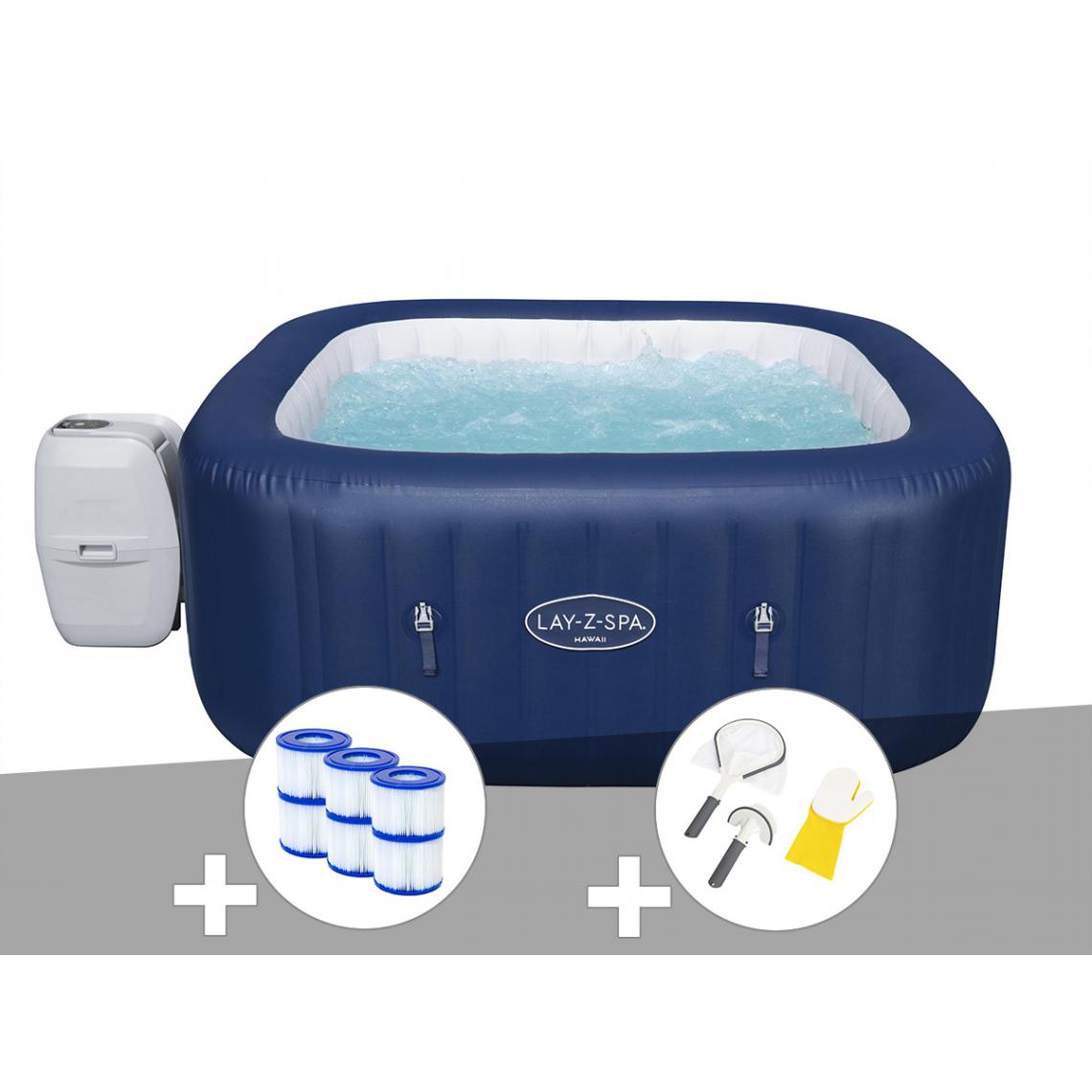 Bestway - Kit spa gonflable Bestway Lay-Z-Spa Hawaii carré Airjet 4/6 places + 6 filtres + Kit de nettoyage - Spa gonflable