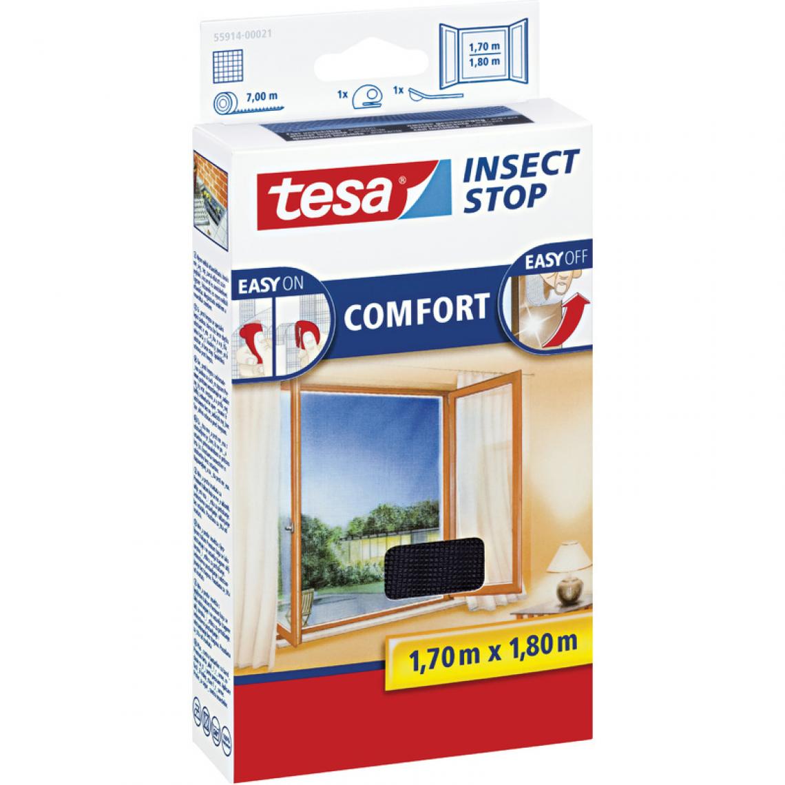 Tesa - tesa Moustiquaire COMFORT pour fenêtre, 1,70 m x 1,80 m () - Bloc-porte