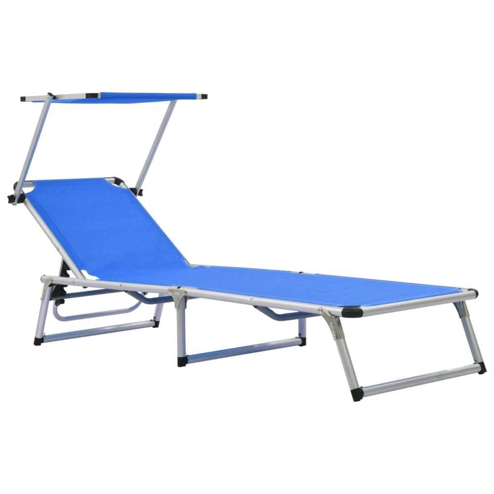 Vidaxl - Chaise longue pliable Bleu Aluminium et textilène - Meubles/Meubles de jardin/Sièges d'extérieur/Bains de soleil | Bleu | Bleu - Chaises de jardin