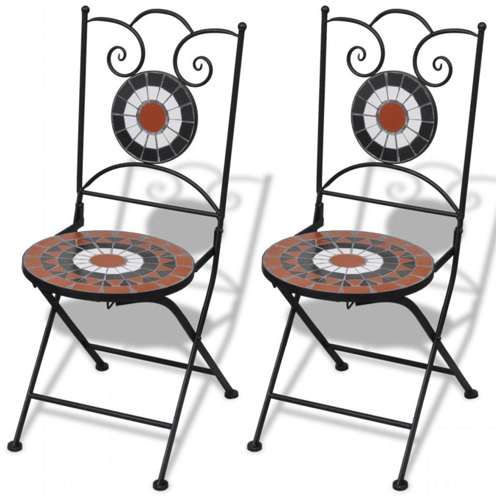 Vidaxl - Jeu de 2 chaises mosaïques de bistro terre cuite / blanche | Multicolore - Chaises de jardin
