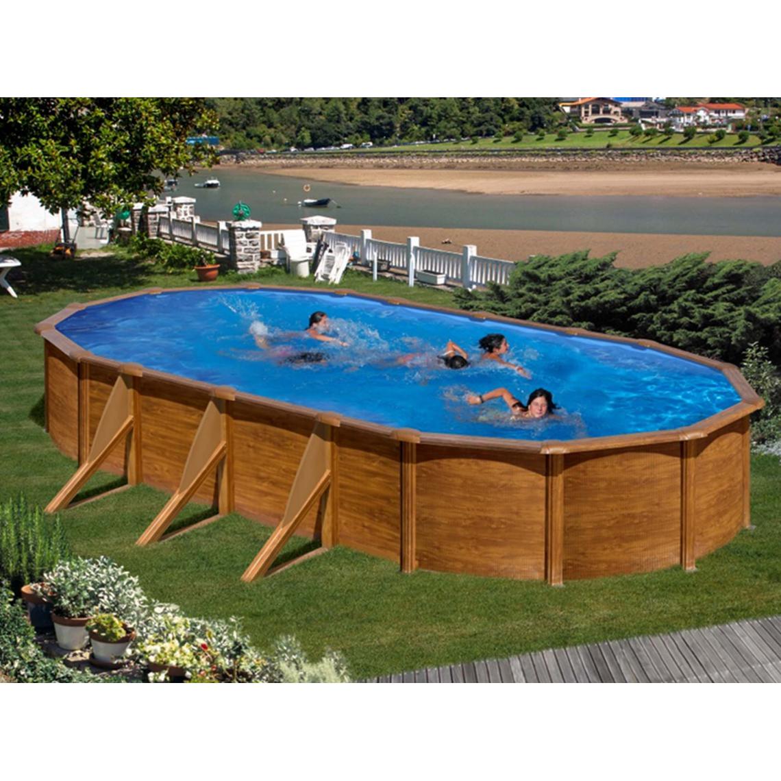 Gre Pools - San Marina Pools Piscine ronde 3.75mx1.20 décoré bois avec renforts - Piscines acier et résine