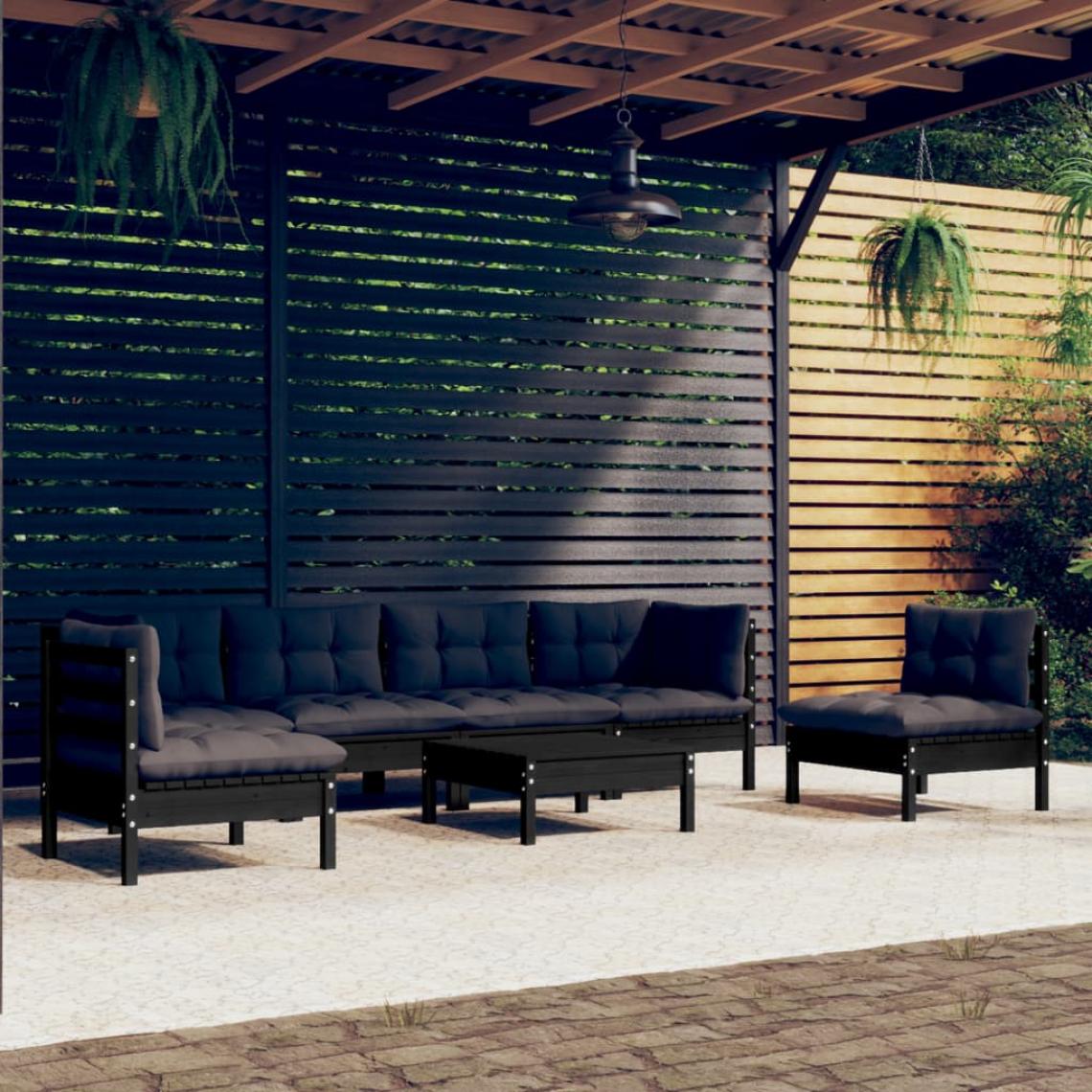 Vidaxl - vidaXL Salon de jardin 7 pcs avec coussins Bois de pin massif - Ensembles canapés et fauteuils