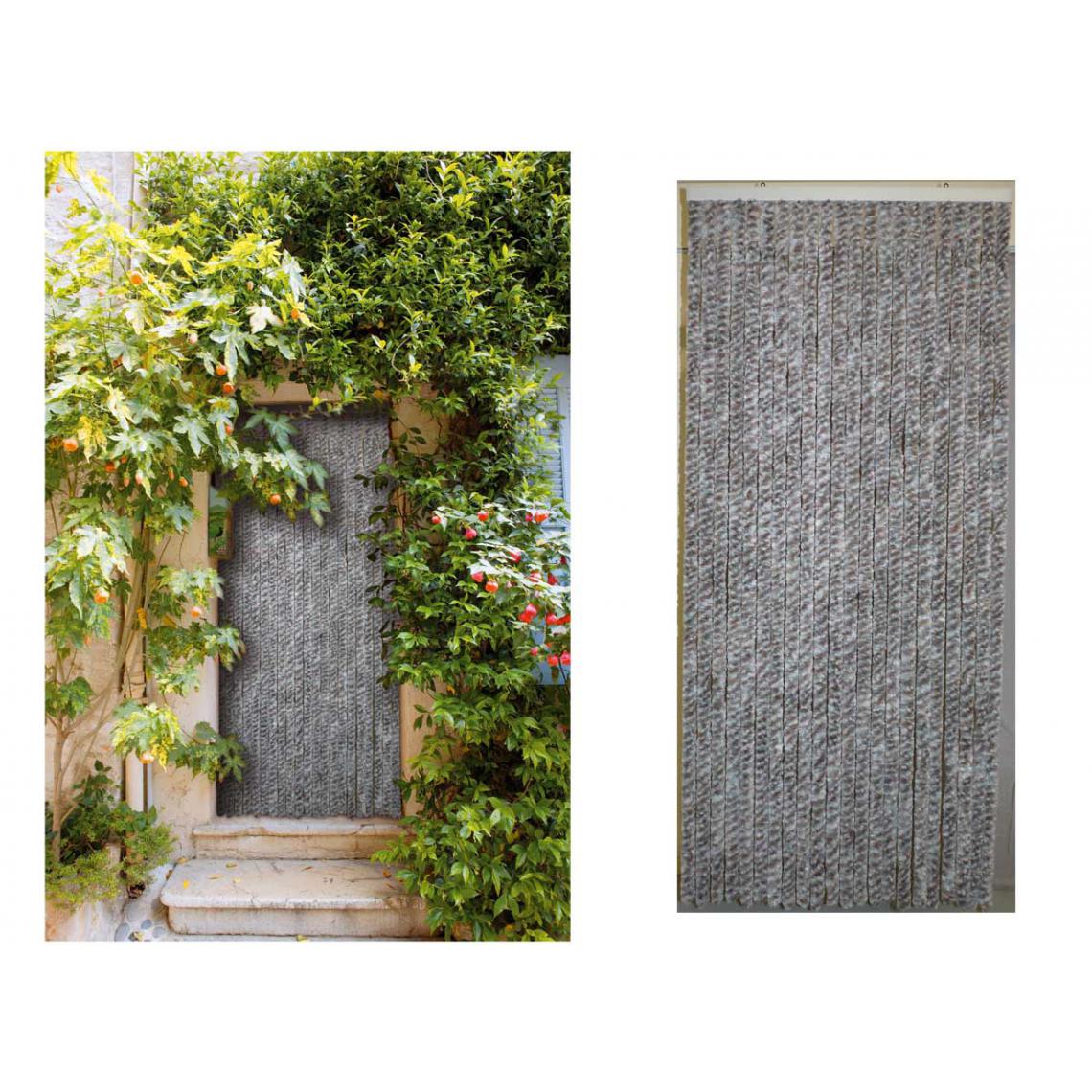 Jardideco - Rideau de porte chenille Flash Chiné 3 coloris - 90 x 220 cm - Moustiquaire Fenêtre