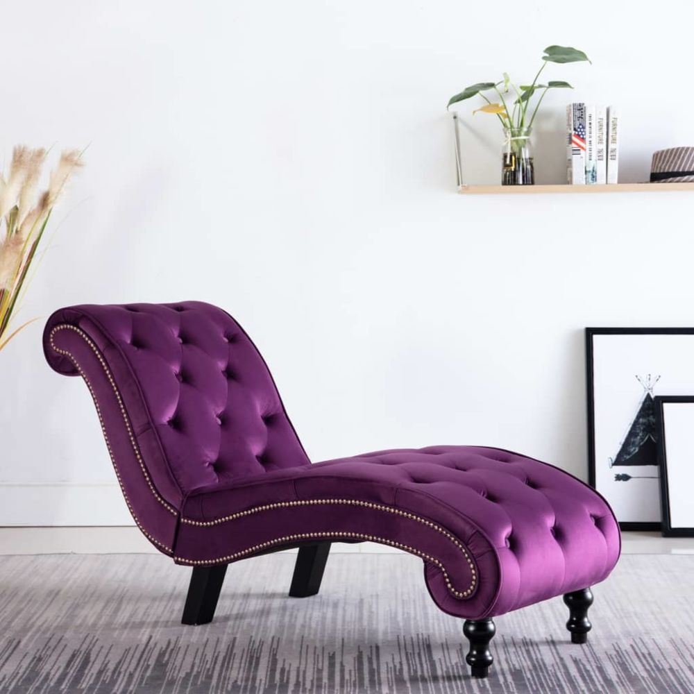 marque generique - Joli Fauteuils et chaises ligne Riga Chaise longue Velours Violet - Transats, chaises longues