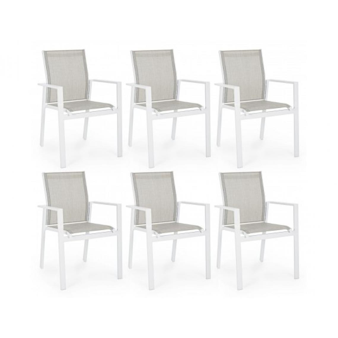 Bizzotto - Fauteuil Lot de 6 fauteuil Crozet Blanc - Fauteuil de jardin