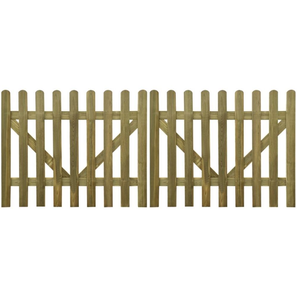 Vidaxl - Portail de clôture à piquet 2 pcs 300 x 120 cm Bois | Brun - Portillon
