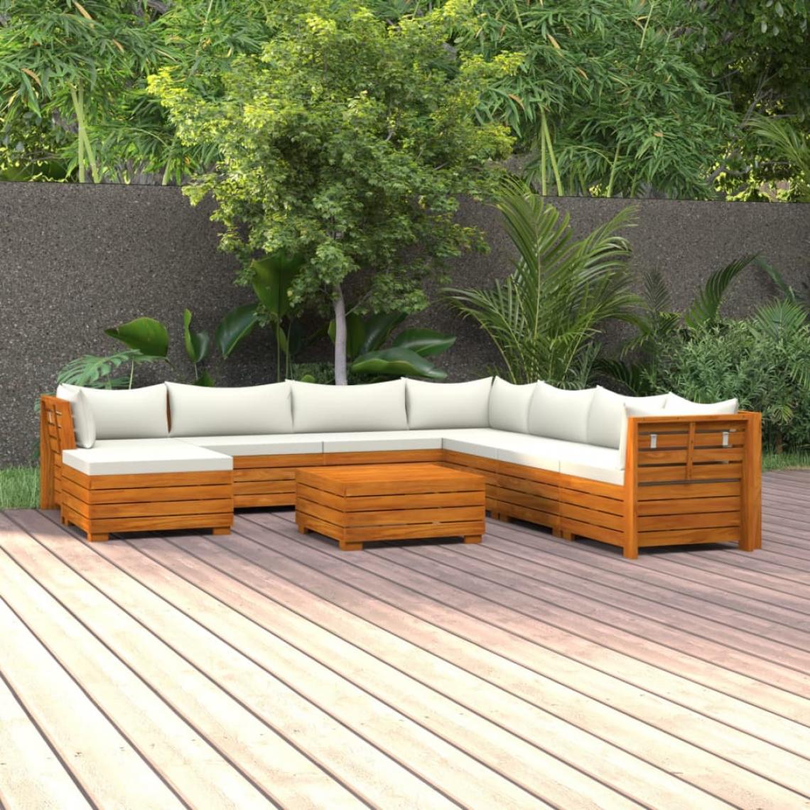 Vidaxl - vidaXL Salon de jardin 9 pcs avec coussins Bois d'acacia solide - Chaises de jardin