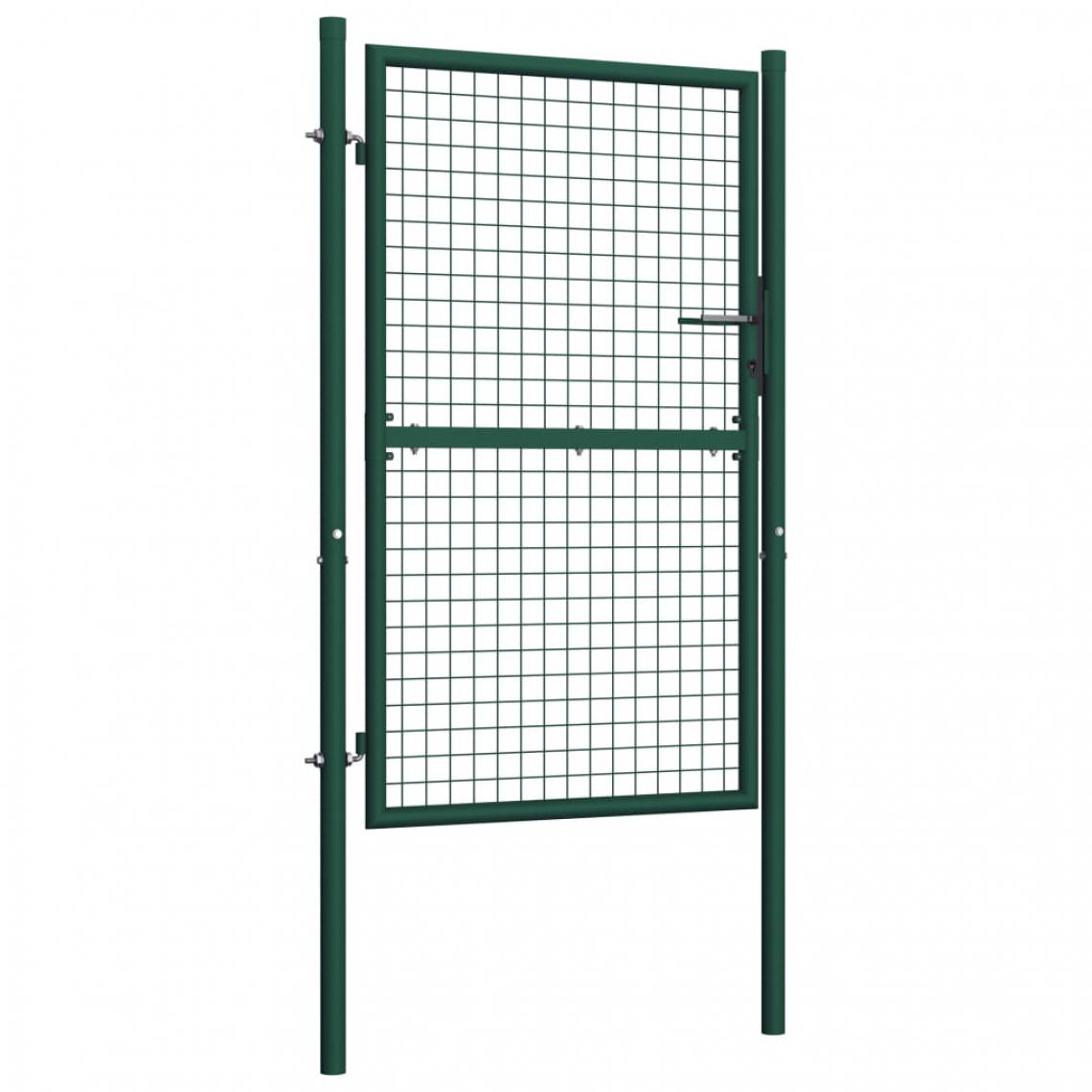 Chunhelife - Portail de clôture Acier 100x150 cm Vert - Portillon