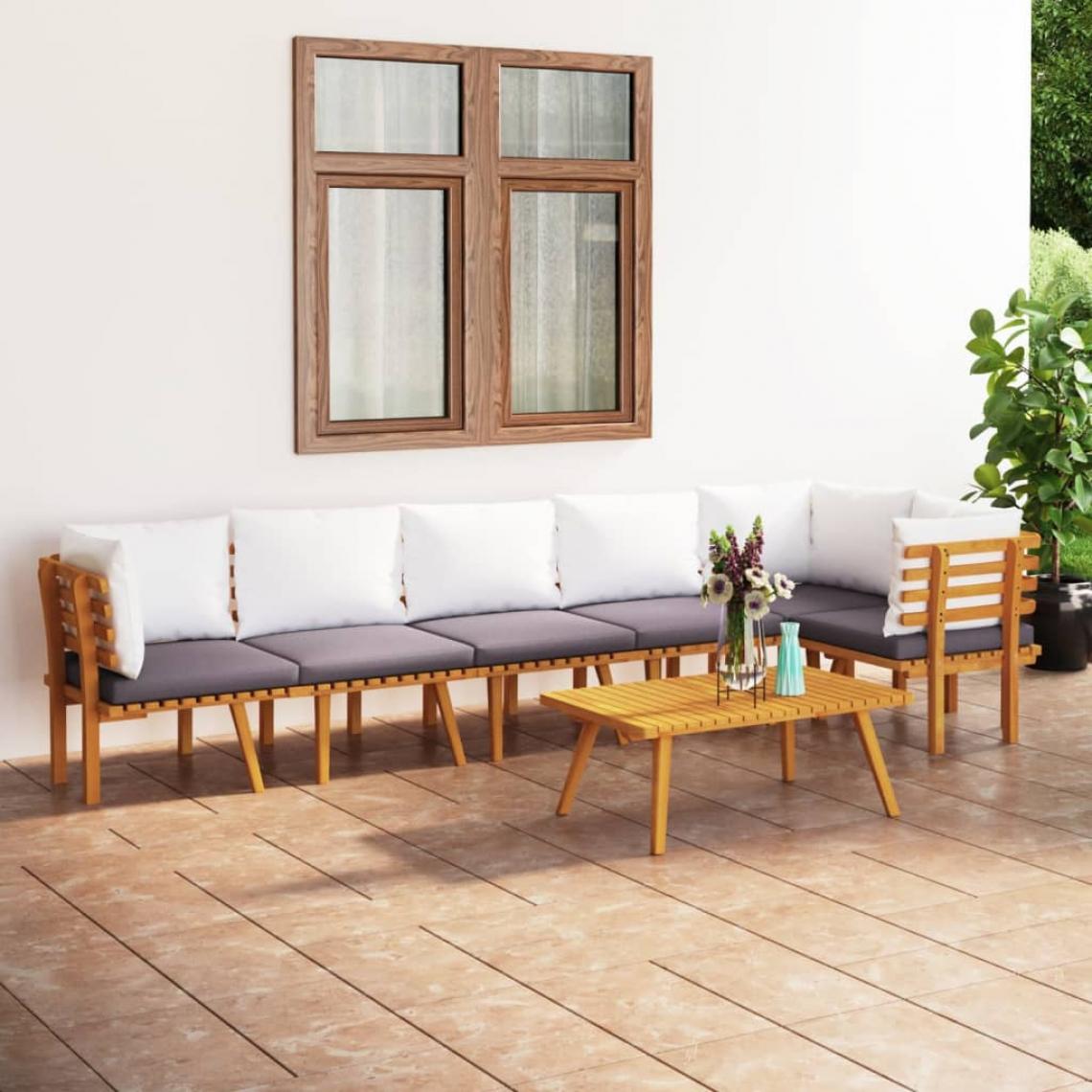 Vidaxl - vidaXL Salon de jardin 7 pcs avec coussins Bois d'acacia solide - Ensembles canapés et fauteuils