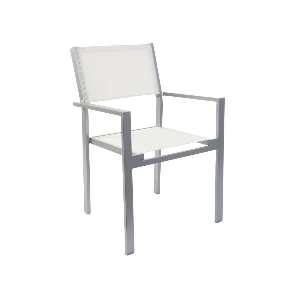 Jan Kurtz - Chaise à accoudoirs Cubic - blanc - argent - Chaises de jardin