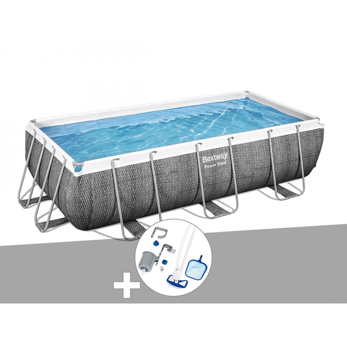 Bestway - Kit piscine tubulaire rectangulaire Bestway Power Steel 4,04 x 2,01 x 1,00 m + Kit d'entretien Deluxe - Piscine Tubulaire