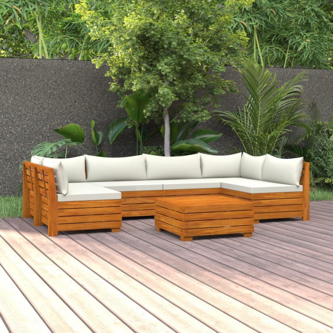 Vidaxl - vidaXL Salon de jardin 7 pcs avec coussins Bois d'acacia solide - Chaises de jardin