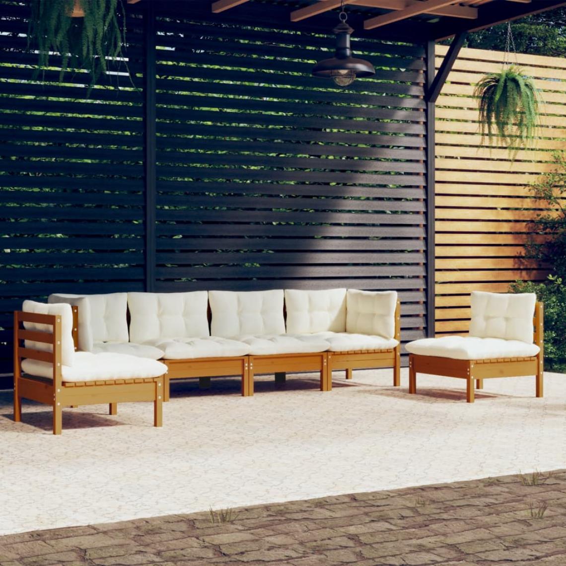 Vidaxl - vidaXL Salon de jardin 6 pcs avec coussins Bois de pin massif - Ensembles canapés et fauteuils