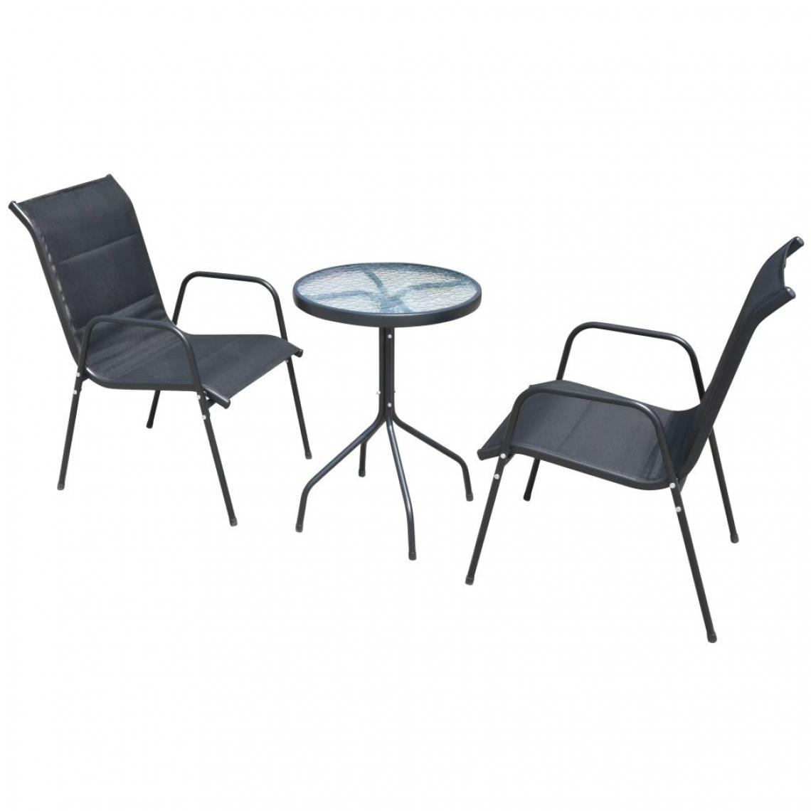 Vidaxl - Jeu de bistro 50 x 71 cm Acier Textilène Noir - Noir - Ensembles canapés et fauteuils
